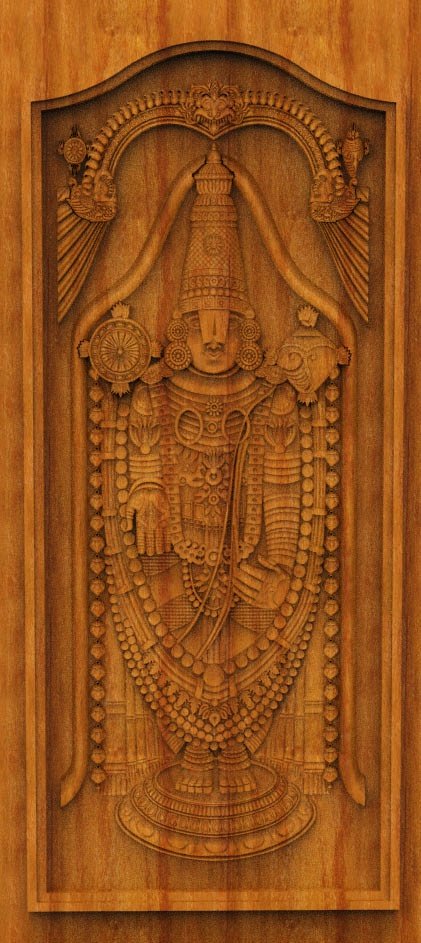 3D DOOR - OAK-13 Lord Venkateswara Swamy Divine Carved Temple Door 3D Model